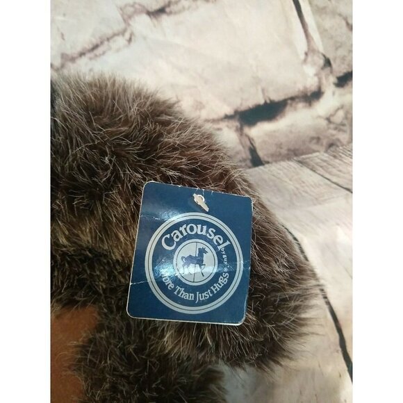 Vintage Carousel Teddy Bear Plush BARNEY with tags outie belly button 13 inch - Picture 3 of 11